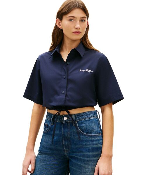 TOMMY HILFIGER(トミーヒルフィガー)の「ポプリンブルゾンショートスリーブシャツ(シャツ/ブラウス・レディース・マルチ・MEDIUM/X-SMALL/SMALL)」の1枚目の写真
