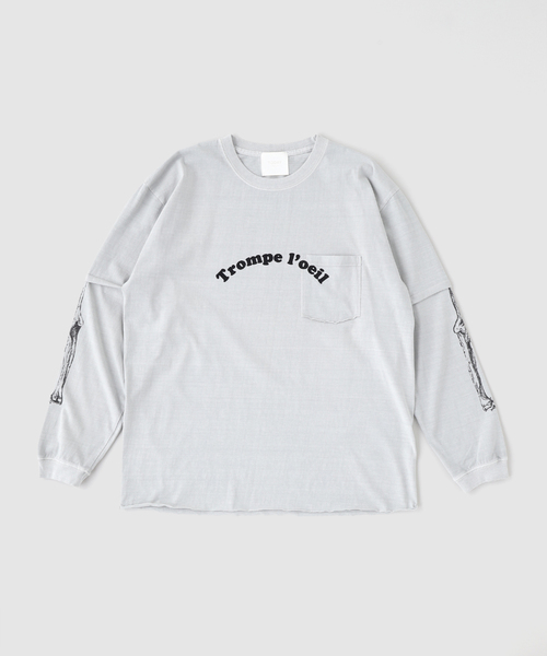 TODAY edition（トゥデイエディション）の「TODAY edition / トゥデイエディション TROMPE L'OEIL #02 LS TEE（Tシャツ/カットソー・メンズ・ブラック/グレー/ホワイト・LARGE/MEDIUM）」の3枚目の写真