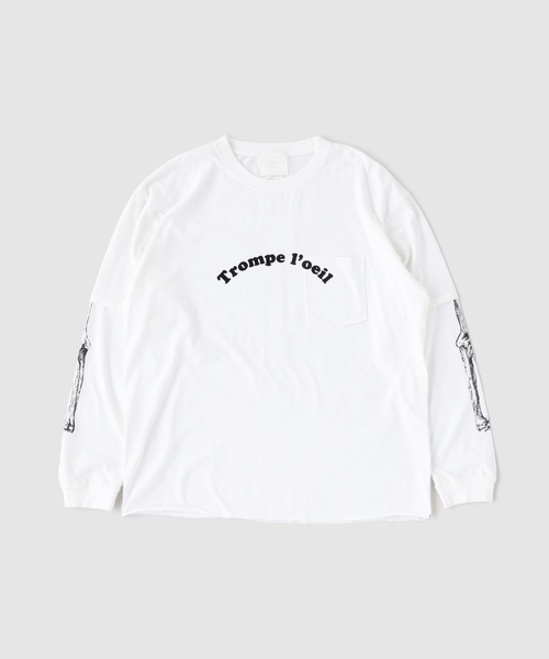 TODAY edition（トゥデイエディション）の「TODAY edition / トゥデイエディション TROMPE L'OEIL #02 LS TEE（Tシャツ/カットソー・メンズ・ブラック/グレー/ホワイト・LARGE/MEDIUM）」の2枚目の写真