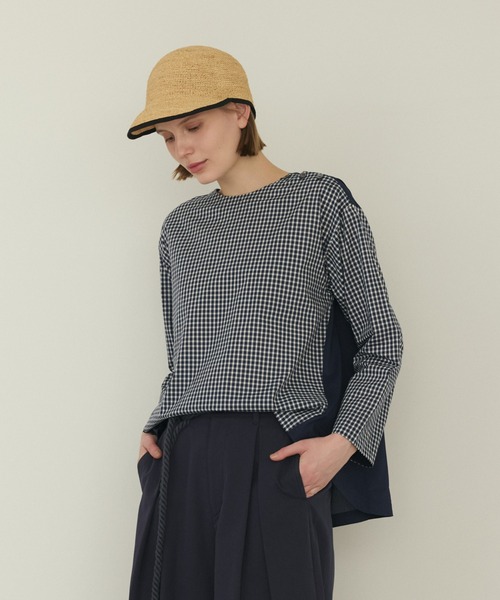 LA MARINE FRANCAISE(マリン フランセーズ)の「リバティプリントラウンドヘムブラウス(シャツ/ブラウス・レディース・ネイビー/ホワイト/ネイビー系・FREE)」の5枚目の写真