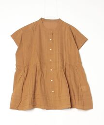 mitis（ミティス）の「mitis コットンキャンブリック ピンタック ノースリーブ ブラウス バンドカラー 前開き 半袖（シャツ/ブラウス）」