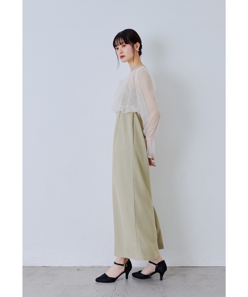 niana(ニアナ)の「パールブラウスセットドレス 2点セット キャミワンピース 結婚式 成人式 二次会 同窓会 入学式 卒業式 パーティードレス オケージョンドレス お呼ばれ(ドレス・レディース・ブルーグレー/ブラック×ベージュ/イエロー・M/S)」の21枚目の写真