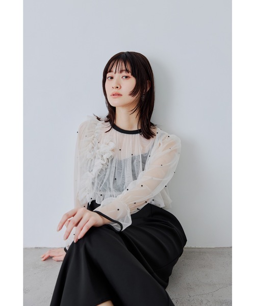 niana(ニアナ)の「パールブラウスセットドレス 2点セット キャミワンピース 結婚式 成人式 二次会 同窓会 入学式 卒業式 パーティードレス オケージョンドレス お呼ばれ(ドレス・レディース・ブルーグレー/ブラック×ベージュ/イエロー・M/S)」の10枚目の写真