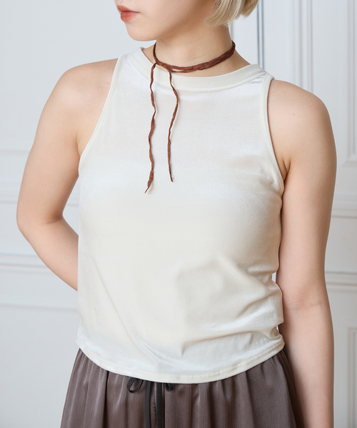 IENA LA BOUCLE(イエナラブークル)の「IENA LA BOUCLE トリアセベロアタンクトップ(タンクトップ・レディース・ブラウン/ホワイト/ブラック・FREE)」の2枚目の写真