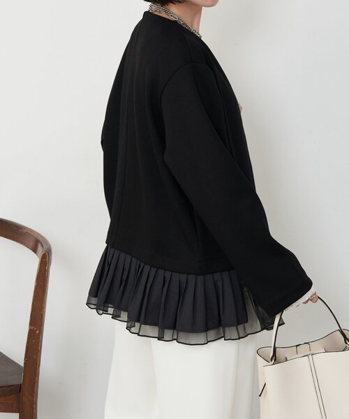 Jena espace merveilleux（ジェナ　エスパスメルヴェイユ）の「プリーツ付ダンボールジャケット（ベスト・レディース・ブラック/ベージュ・FREE）」の7枚目の写真