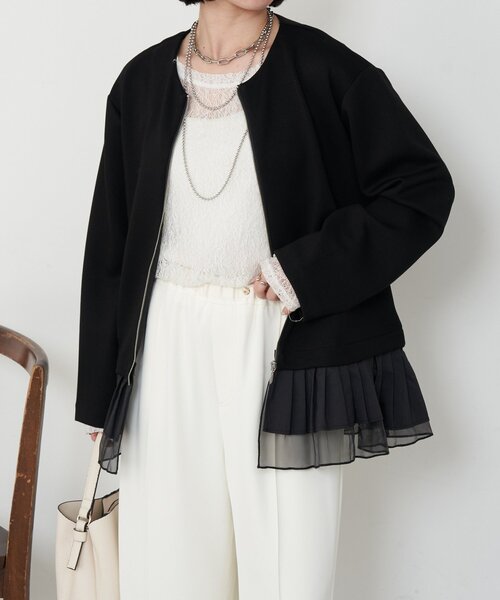 Jena espace merveilleux（ジェナ　エスパスメルヴェイユ）の「プリーツ付ダンボールジャケット（ベスト・レディース・ブラック/ベージュ・FREE）」の8枚目の写真