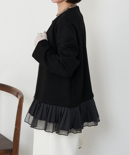 Jena espace merveilleux（ジェナ　エスパスメルヴェイユ）の「プリーツ付ダンボールジャケット（ベスト・レディース・ブラック/ベージュ・FREE）」の9枚目の写真