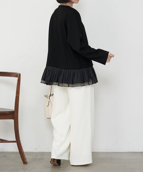 Jena espace merveilleux（ジェナ　エスパスメルヴェイユ）の「プリーツ付ダンボールジャケット（ベスト・レディース・ブラック/ベージュ・FREE）」の12枚目の写真