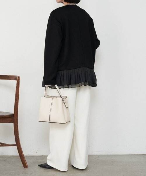 Jena espace merveilleux（ジェナ　エスパスメルヴェイユ）の「プリーツ付ダンボールジャケット（ベスト・レディース・ブラック/ベージュ・FREE）」の13枚目の写真