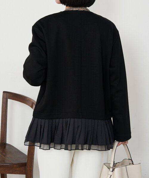 Jena espace merveilleux（ジェナ　エスパスメルヴェイユ）の「プリーツ付ダンボールジャケット（ベスト・レディース・ブラック/ベージュ・FREE）」の14枚目の写真