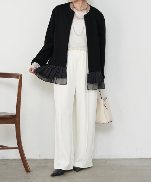 Jena espace merveilleux（ジェナ　エスパスメルヴェイユ）の「プリーツ付ダンボールジャケット（ベスト・レディース・ブラック/ベージュ・FREE）」の15枚目の写真