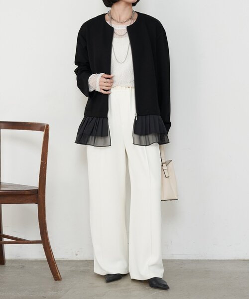 Jena espace merveilleux（ジェナ　エスパスメルヴェイユ）の「プリーツ付ダンボールジャケット（ベスト・レディース・ブラック/ベージュ・FREE）」の16枚目の写真