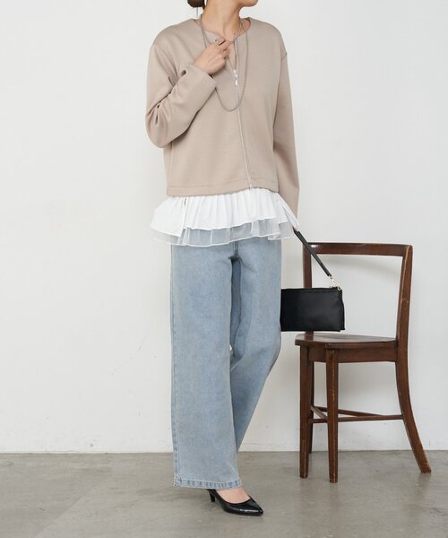 Jena espace merveilleux（ジェナ　エスパスメルヴェイユ）の「プリーツ付ダンボールジャケット（ベスト・レディース・ブラック/ベージュ・FREE）」の17枚目の写真