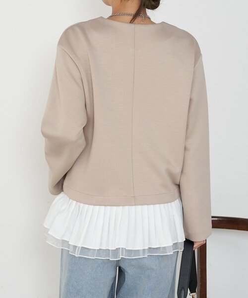 Jena espace merveilleux（ジェナ　エスパスメルヴェイユ）の「プリーツ付ダンボールジャケット（ベスト・レディース・ブラック/ベージュ・FREE）」の19枚目の写真