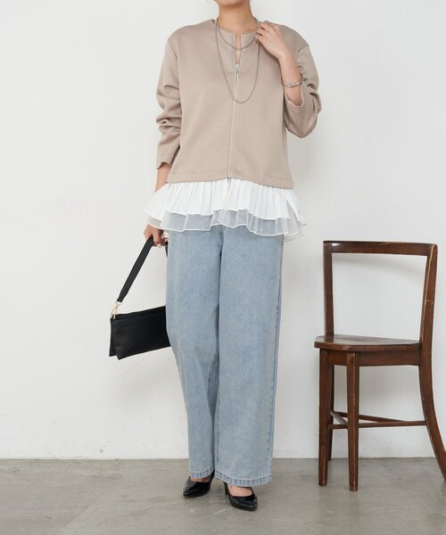 Jena espace merveilleux（ジェナ　エスパスメルヴェイユ）の「プリーツ付ダンボールジャケット（ベスト・レディース・ブラック/ベージュ・FREE）」の20枚目の写真