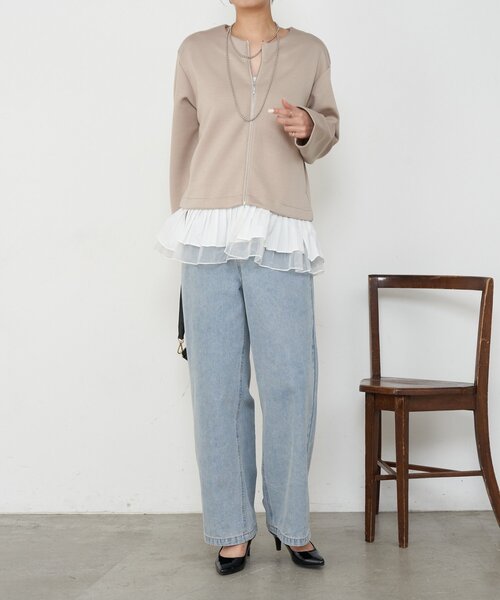 Jena espace merveilleux（ジェナ　エスパスメルヴェイユ）の「プリーツ付ダンボールジャケット（ベスト・レディース・ブラック/ベージュ・FREE）」の22枚目の写真