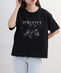 EGLANTINE レースドッキングプリント半袖Tシャツ