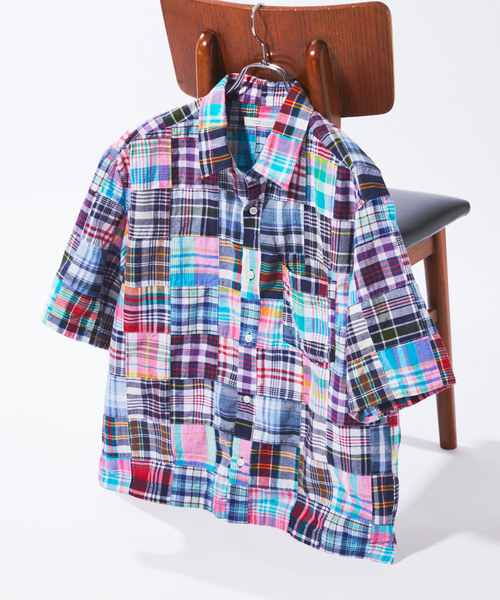 JOURNAL STANDARD(ジャーナルスタンダード)の「パッチ マドラス チェック ボックス 半袖 シャツ(シャツ/ブラウス・メンズ・ネイビー/ベージュ・LARGE/MEDIUM)」の2枚目の写真