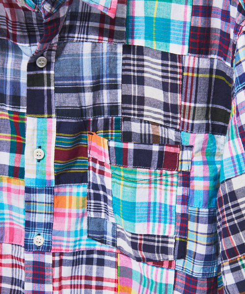 JOURNAL STANDARD(ジャーナルスタンダード)の「パッチ マドラス チェック ボックス 半袖 シャツ(シャツ/ブラウス・メンズ・ネイビー/ベージュ・LARGE/MEDIUM)」の4枚目の写真