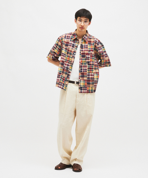 JOURNAL STANDARD(ジャーナルスタンダード)の「パッチ マドラス チェック ボックス 半袖 シャツ(シャツ/ブラウス・メンズ・ネイビー/ベージュ・LARGE/MEDIUM)」の6枚目の写真