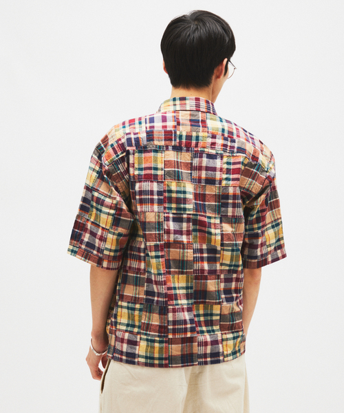 JOURNAL STANDARD(ジャーナルスタンダード)の「パッチ マドラス チェック ボックス 半袖 シャツ(シャツ/ブラウス・メンズ・ネイビー/ベージュ・LARGE/MEDIUM)」の12枚目の写真
