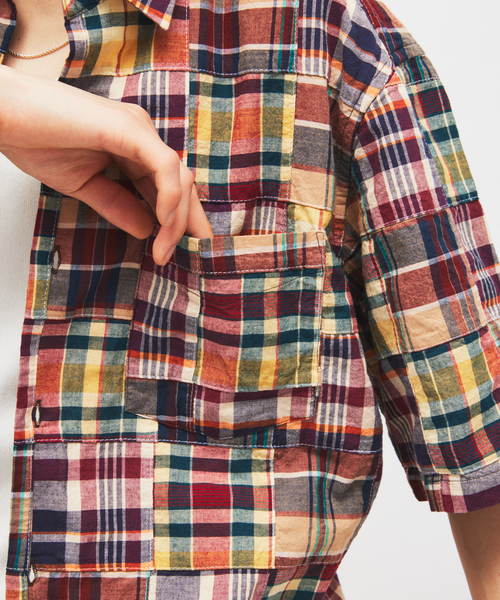 JOURNAL STANDARD(ジャーナルスタンダード)の「パッチ マドラス チェック ボックス 半袖 シャツ(シャツ/ブラウス・メンズ・ネイビー/ベージュ・LARGE/MEDIUM)」の14枚目の写真