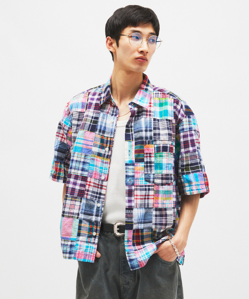 JOURNAL STANDARD(ジャーナルスタンダード)の「パッチ マドラス チェック ボックス 半袖 シャツ(シャツ/ブラウス・メンズ・ネイビー/ベージュ・LARGE/MEDIUM)」の18枚目の写真