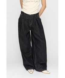 LAGUA GEM STRIPE TUCK WIDE デニム ラグアジェム 23 LAGUA GEM（ラグアジェム）の「STRIPE TUCK WIDE デニム（デニムパンツ