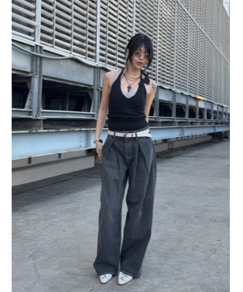 LAGUA GEM（ラグアジェム）の「STRIPE TUCK WIDE デニム（デニムパンツ