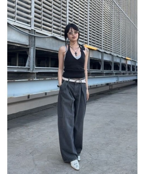 LAGUA GEM（ラグアジェム）の「STRIPE TUCK WIDE デニム（デニムパンツ