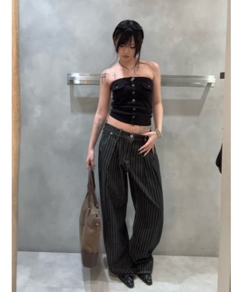 LAGUA GEM（ラグアジェム）の「STRIPE TUCK WIDE デニム（デニムパンツ
