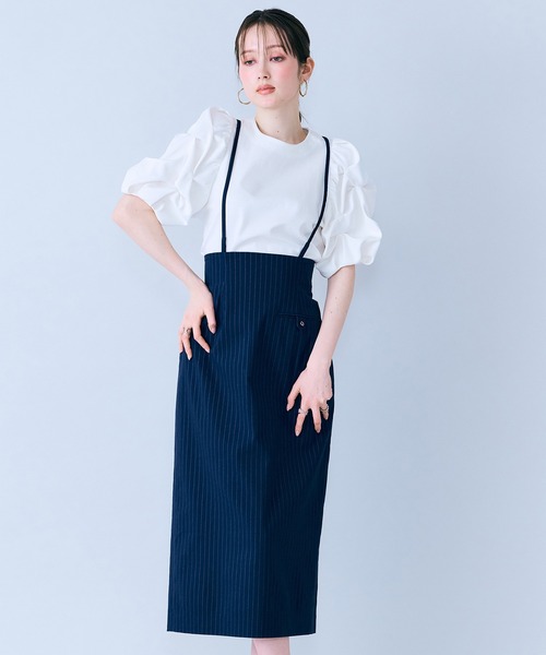Audie a Muses(オーディアミューズ)の「ショルダーストラップ付きタイトスカート(スカート・レディース・ネイビー/ブラック・36/38/40)」の2枚目の写真
