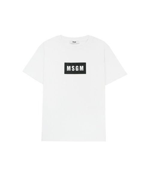 MSGM KIDS(エムエスジーエムキッズ)の「MSGM KIDS MINI BOXロゴ Tシャツ(Tシャツ/カットソー・キッズ・ホワイト/ブラウン系/ブラック×ピンク/ライトイエロー・10/12/14)」の1枚目の写真