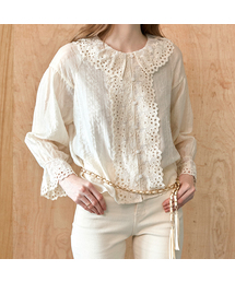 MAXZA（マージャコレクション）の「ラウンドカラーアイレットレースブラウス（シャツ/ブラウス）」