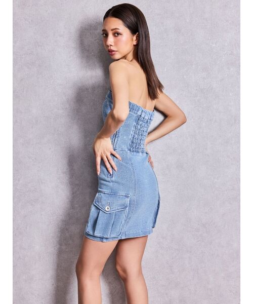 GYDA(ジェイダ)の「GGプレートbijouカットデニムベアワンピース【セットアップ着用可能】(ワンピース・レディース・ライトブルー/ブルー・FREE)」の13枚目の写真