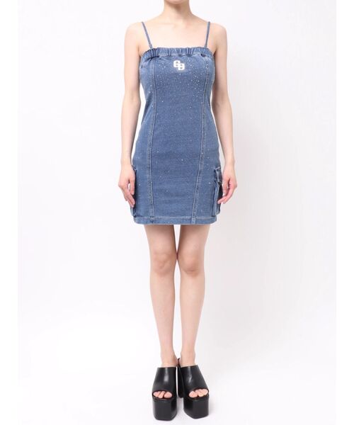 GYDA(ジェイダ)の「GGプレートbijouカットデニムベアワンピース【セットアップ着用可能】(ワンピース・レディース・ライトブルー/ブルー・FREE)」の6枚目の写真