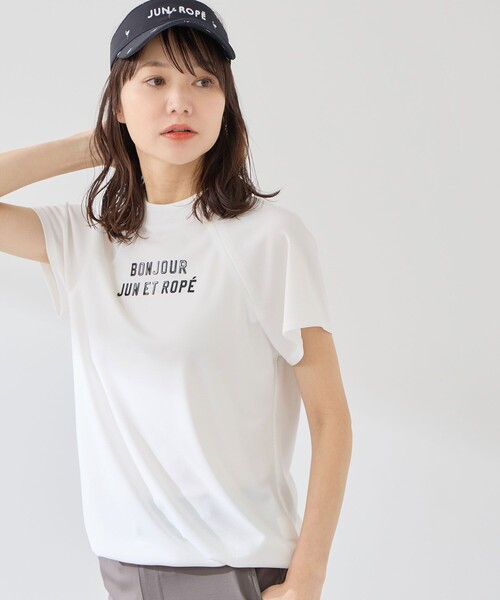 JUN&ROPE'(ジュンアンドロペ)の「強撚スムースドロストモック2WAYプルオーバー/UV・接触冷感(Tシャツ/カットソー・レディース・カーキ/ブラック/ホワイト・M/XL/L/S)」の1枚目の写真