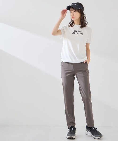JUN&ROPE'(ジュンアンドロペ)の「強撚スムースドロストモック2WAYプルオーバー/UV・接触冷感(Tシャツ/カットソー・レディース・カーキ/ブラック/ホワイト・M/XL/L/S)」の7枚目の写真
