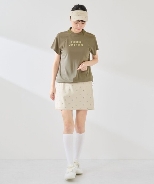 JUN&ROPE'(ジュンアンドロペ)の「強撚スムースドロストモック2WAYプルオーバー/UV・接触冷感(Tシャツ/カットソー・レディース・カーキ/ブラック/ホワイト・M/XL/L/S)」の16枚目の写真