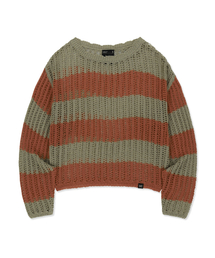 W STRIPE NET KNIT - RED ORANGE