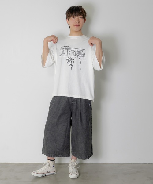 ScoLar Parity（スカラーパリティ）の「362109：片思いクマと全力拒否ネコTシャツ（Tシャツ/カットソー・レディース・イエロー/ブラック/オフホワイト・M/S）」の4枚目の写真