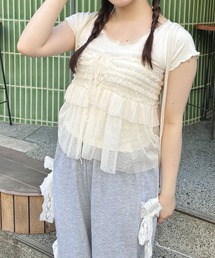 チュールキャミソール付きTシャツ