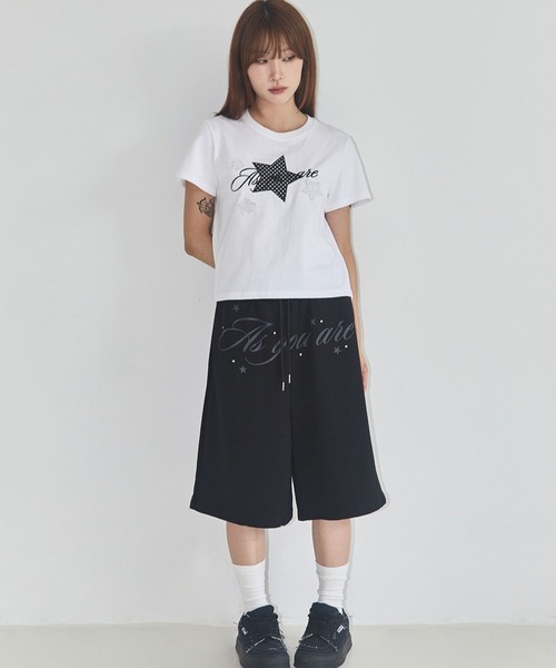 as you are(アズユーアー)の「ASUR/スターパッチクロップTシャツ(Tシャツ/カットソー・レディース・チャコールグレー/ホワイト/ブラック・FREE)」の11枚目の写真