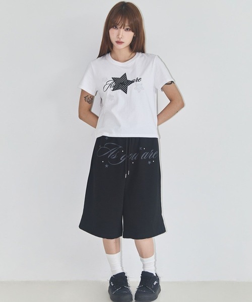 as you are(アズユーアー)の「ASUR/スターパッチクロップTシャツ(Tシャツ/カットソー・レディース・チャコールグレー/ホワイト/ブラック・FREE)」の12枚目の写真