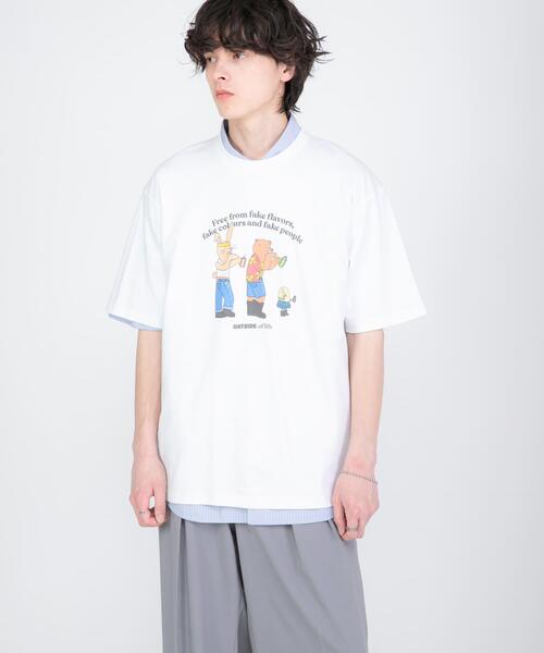 SENSE OF PLACE by URBAN RESEARCH（センスオブプレイスバイアーバンリサーチ）の「『別注』OATSIDE×SENSE OF PLACE　グラフィックTシャツA（Tシャツ/カットソー・メンズ・ホワイト/チャコールグレー/グリーン・MEDIUM/LARGE）」の4枚目の写真