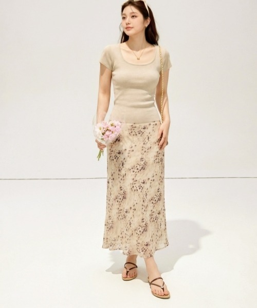 gossip!ロサンゼルス(ゴシップロサンゼルス)の「【Y2Kガーリー】レトロ レオパード柄シフォンロングスカート ウエストゴム仕様(スカート・レディース・ベージュ・M)」の11枚目の写真