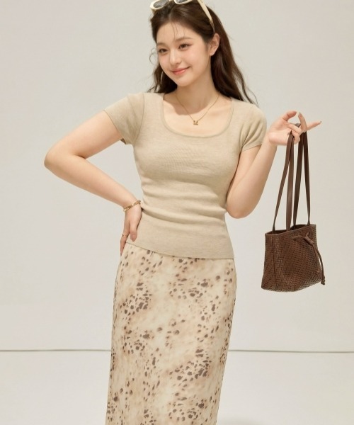 gossip!ロサンゼルス(ゴシップロサンゼルス)の「【Y2Kガーリー】レトロ レオパード柄シフォンロングスカート ウエストゴム仕様(スカート・レディース・ベージュ・M)」の12枚目の写真