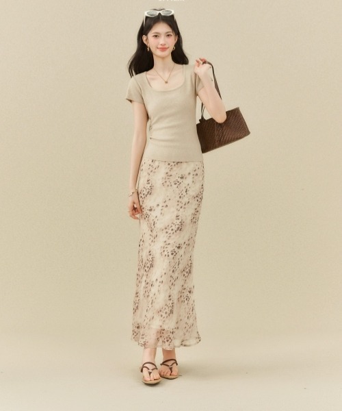 gossip!ロサンゼルス(ゴシップロサンゼルス)の「【Y2Kガーリー】レトロ レオパード柄シフォンロングスカート ウエストゴム仕様(スカート・レディース・ベージュ・M)」の21枚目の写真