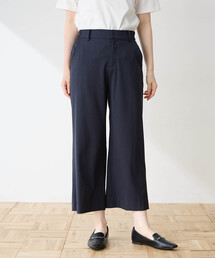 シャンブレーストレッチセミワイドパンツ【接触冷感・シワになりにくい・後ろウエストゴム・大きいサイズあり】