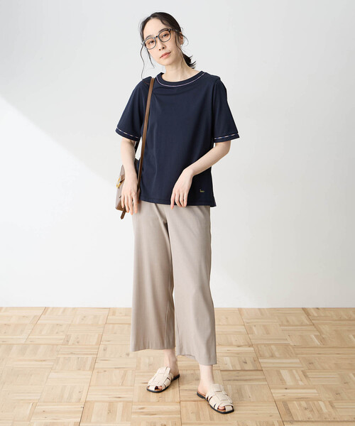DECOY SINCE 1981(デコイシンスイチキュウハチイチ)の「シャンブレーストレッチセミワイドパンツ【接触冷感・シワになりにくい・後ろウエストゴム・大きいサイズあり】(その他パンツ・レディース・ブルー/ネイビー/ベージュ・64/76/67/80/70)」の11枚目の写真